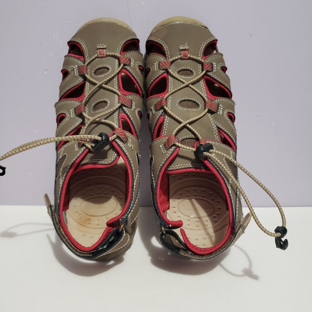 Eddie Bauer Mary Brown Leather Women's Hiking Walking Closed Toe Shoes Sz 9